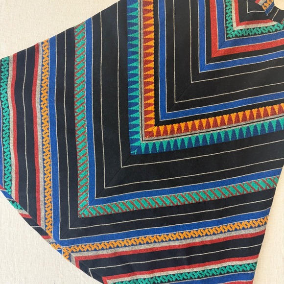 Vintage Southwestern Woven Chevron Stripe A-Line Midi Skirt Black Multi Sm/Md - Picture 11 of 13